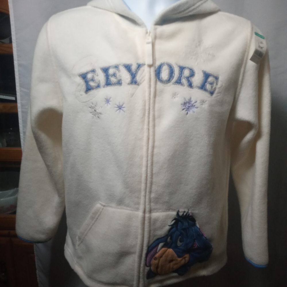 Disney eeyore white fleece hoodie zip up Jacket yo
